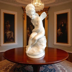 Italian Marble Sculpture of a Seated Winged Figure, 19th Century