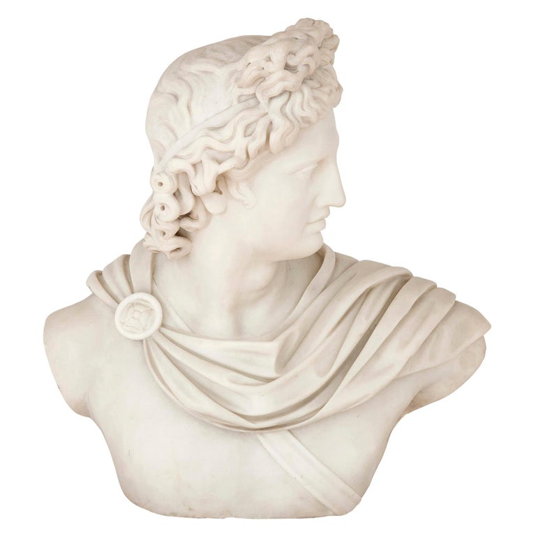 Italian Marble Sculpture of Apollo For Sale