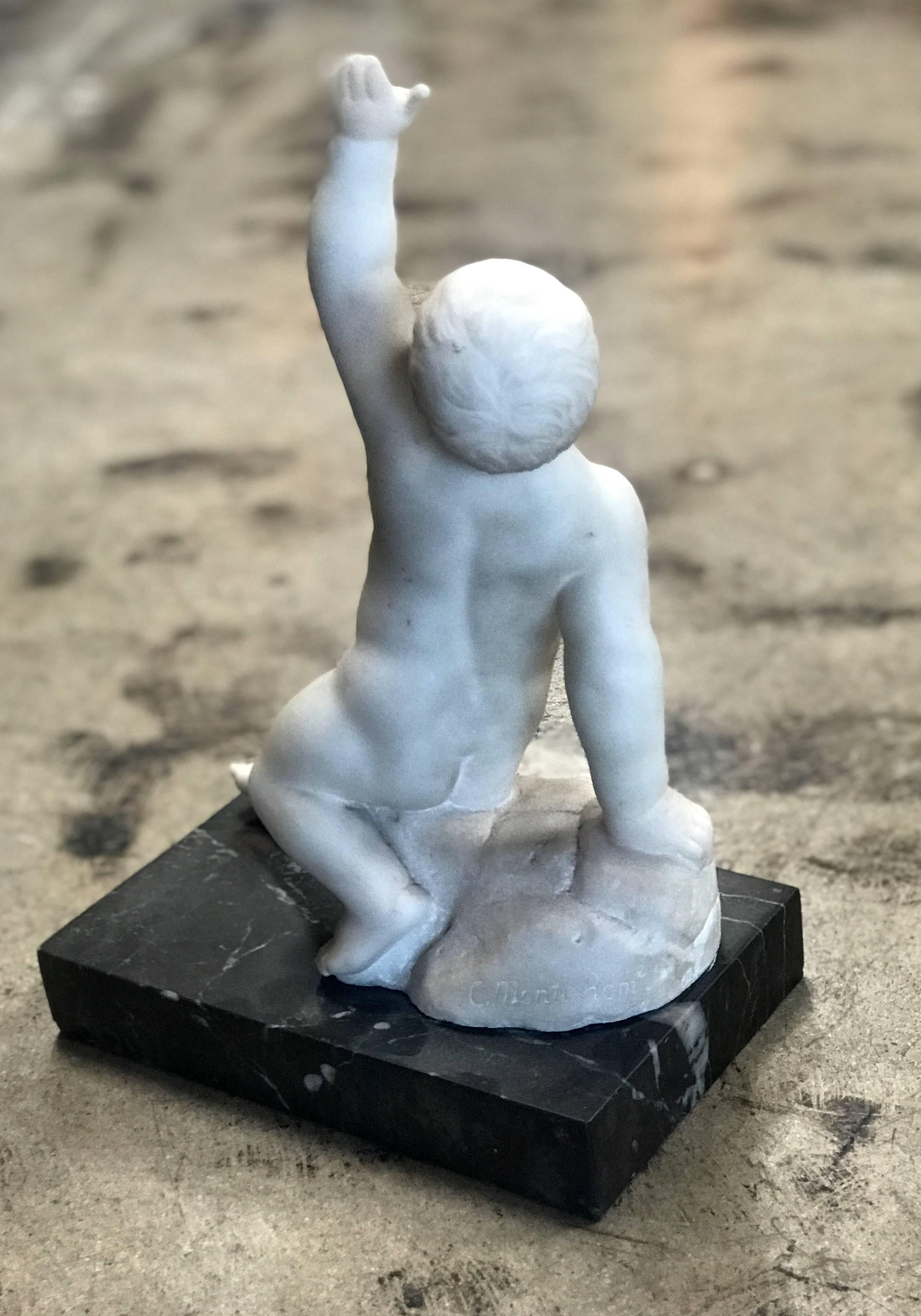 Italian Marble Sculpture of Bambino In Good Condition In Los Angeles, CA