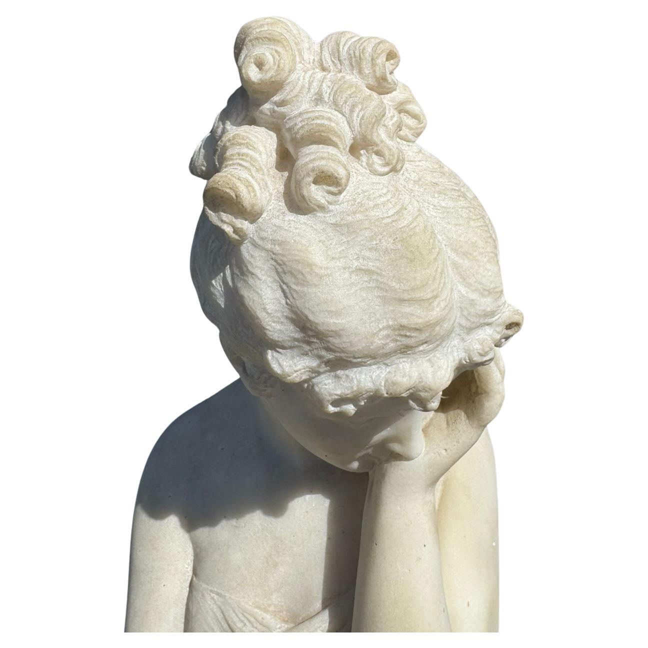Escultura italiana de mármol de Psique, firmada A. Rossetti 7