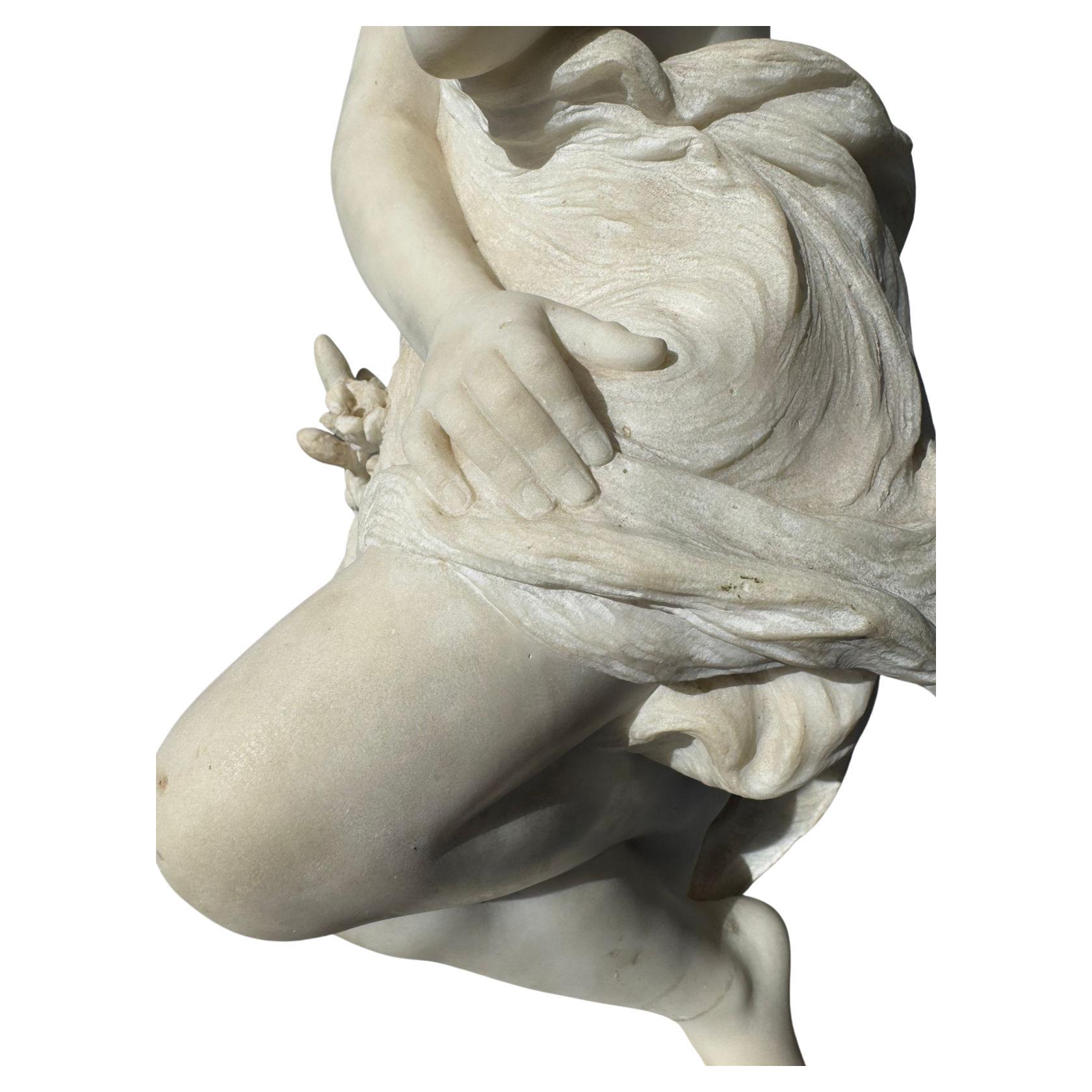 Escultura italiana de mármol de Psique, firmada A. Rossetti 1