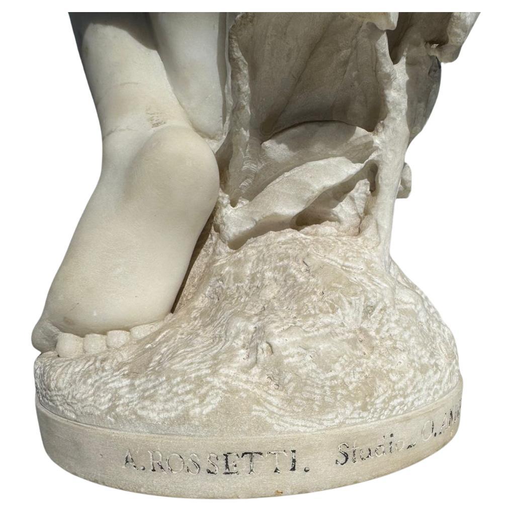 Escultura italiana de mármol de Psique, firmada A. Rossetti 3