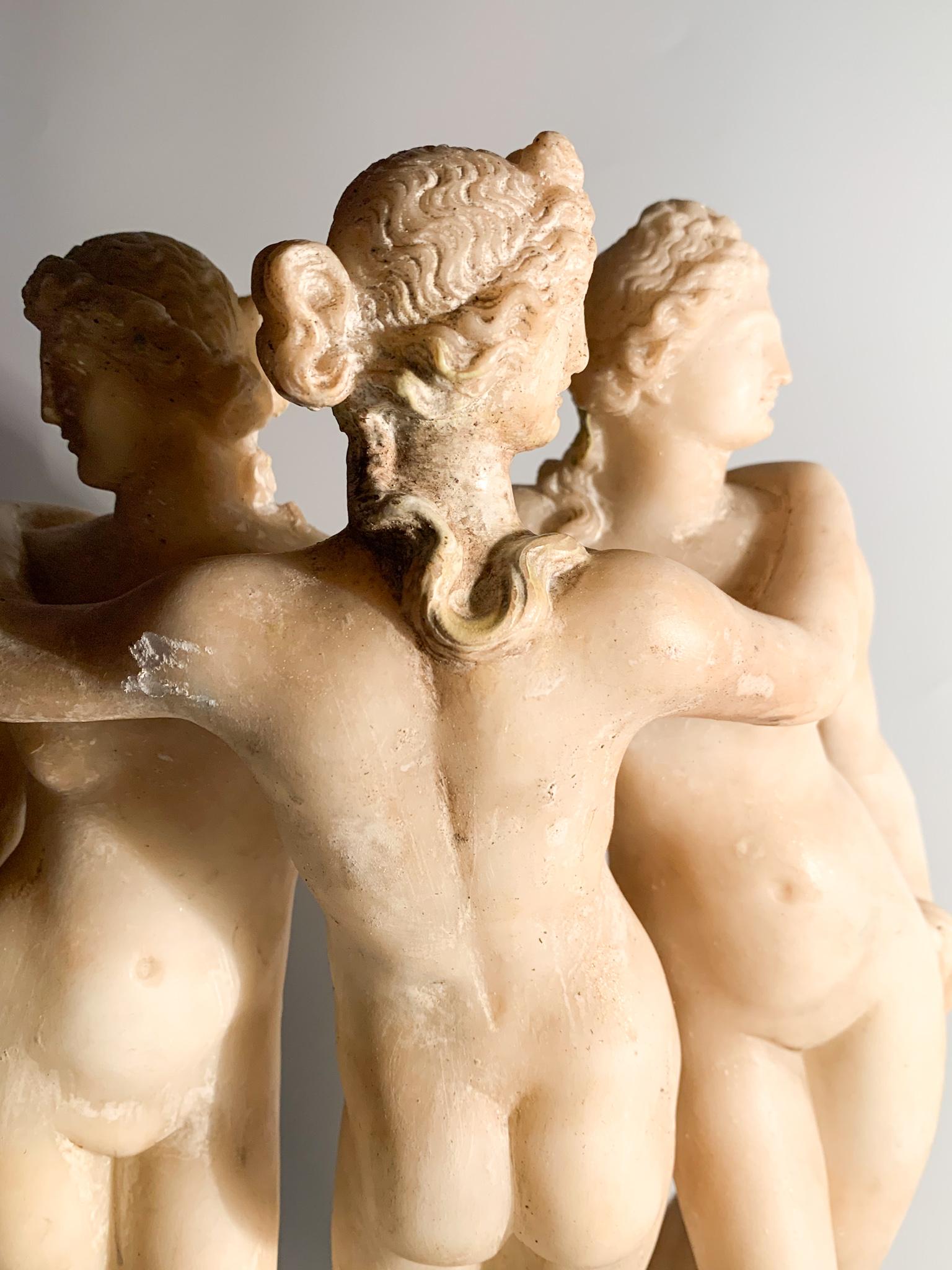 Classical Roman Italian Marble Sculpture of the Three Graces from the 1940s