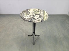 Italian Marble Side Table with Black Iron Base, 1970s