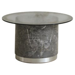 Italian Marble + Smoked Glass Coffee Table, 1970s