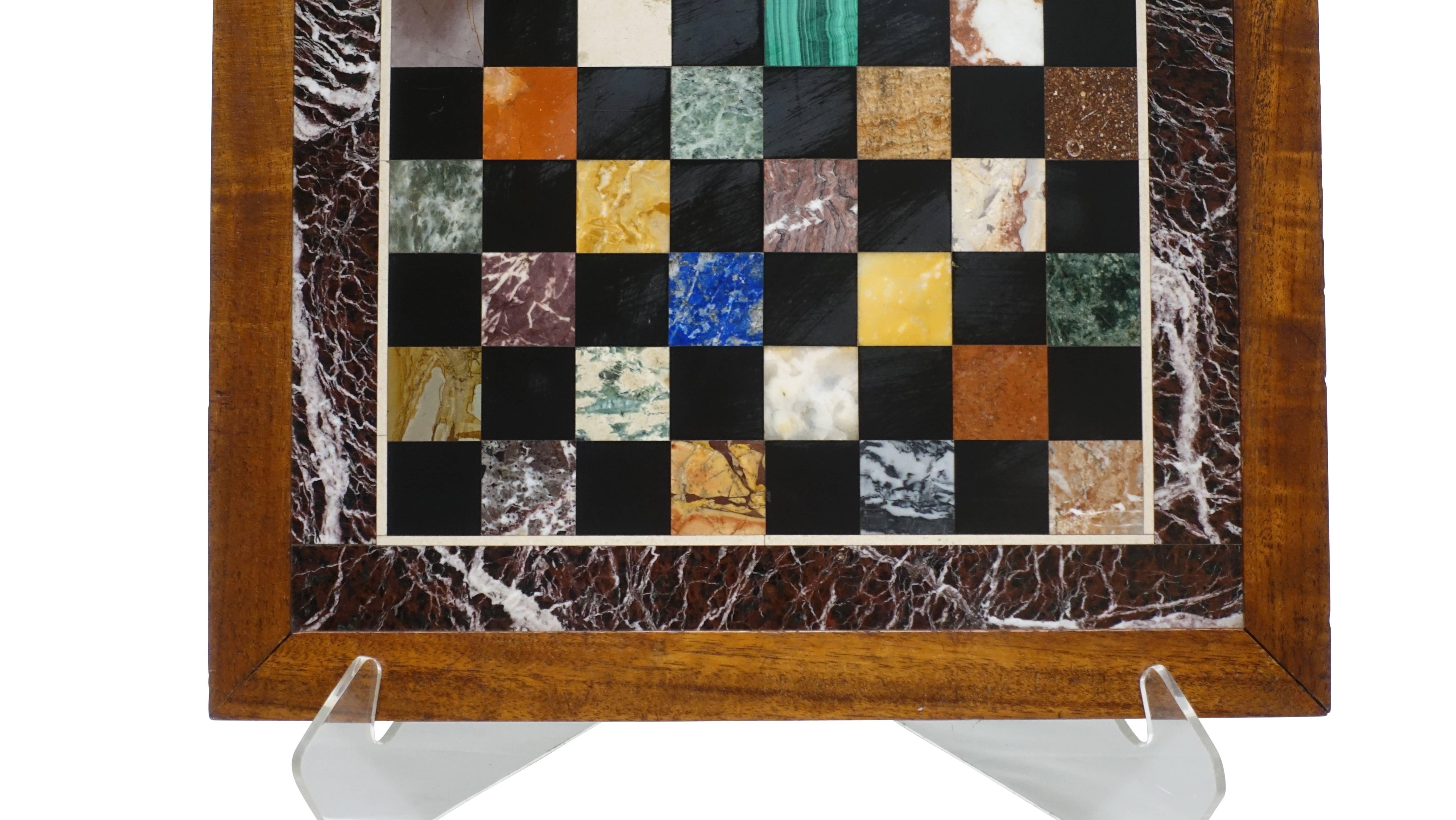 Italian Marble Specimen Chess Board, Early 20th Century 1