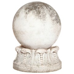 Italian Marble Sphere on Carved Pedestal Base / Garden Ornament