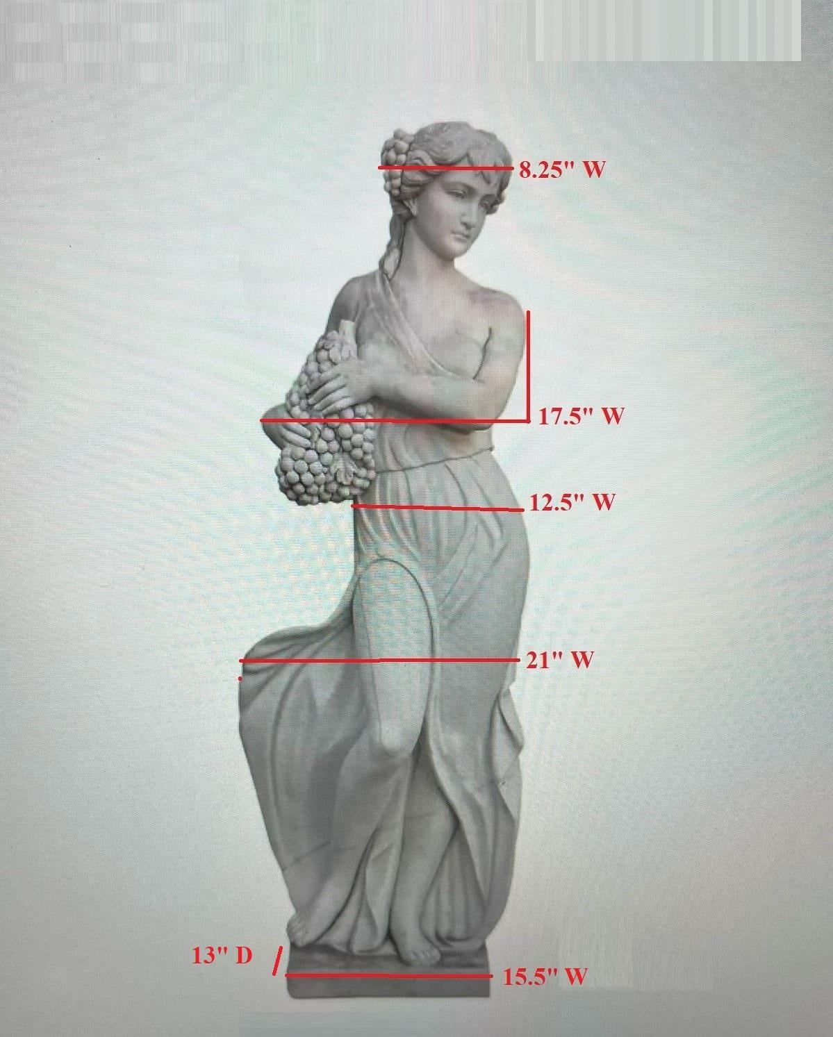 Italian Neoclassical Figural Lady Marble Statue Grasping Grape Cluster, C. 1850 For Sale 3
