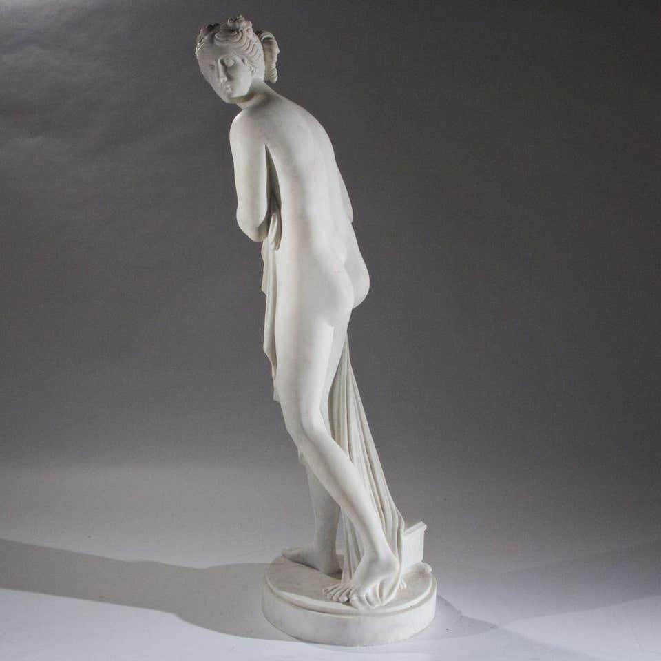 Carved Italian Marble Statue of "Venus after the Bath" after Antonio Canova For Sale