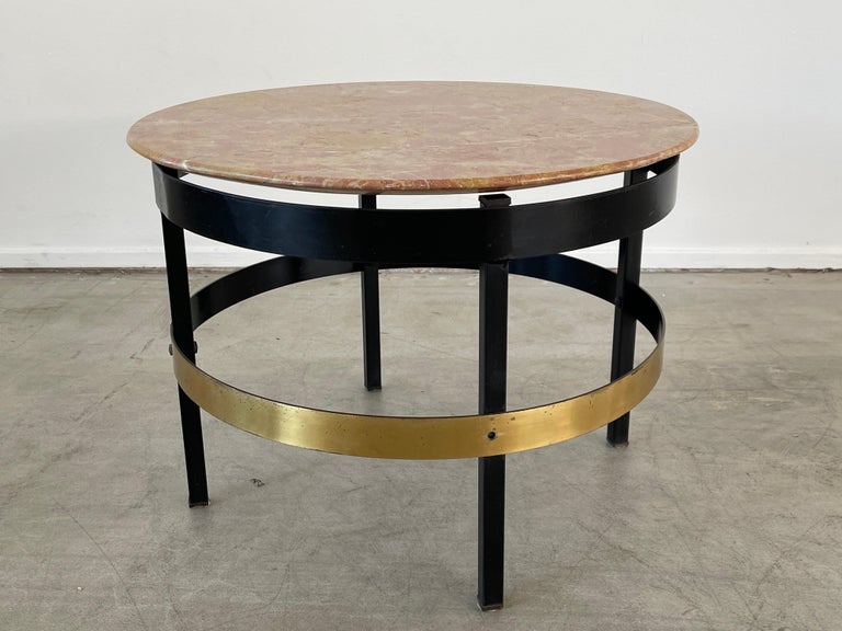 Brass Italian Marble Table For Sale
