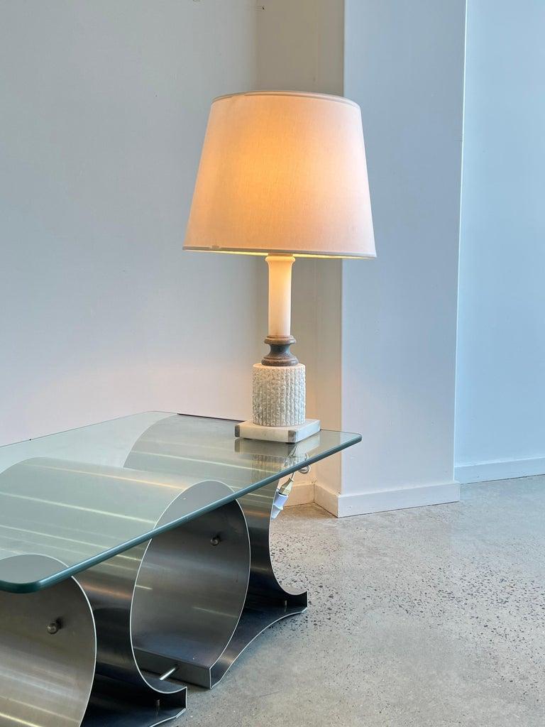 Hand-Carved Italian Marble Table Lamp For Sale