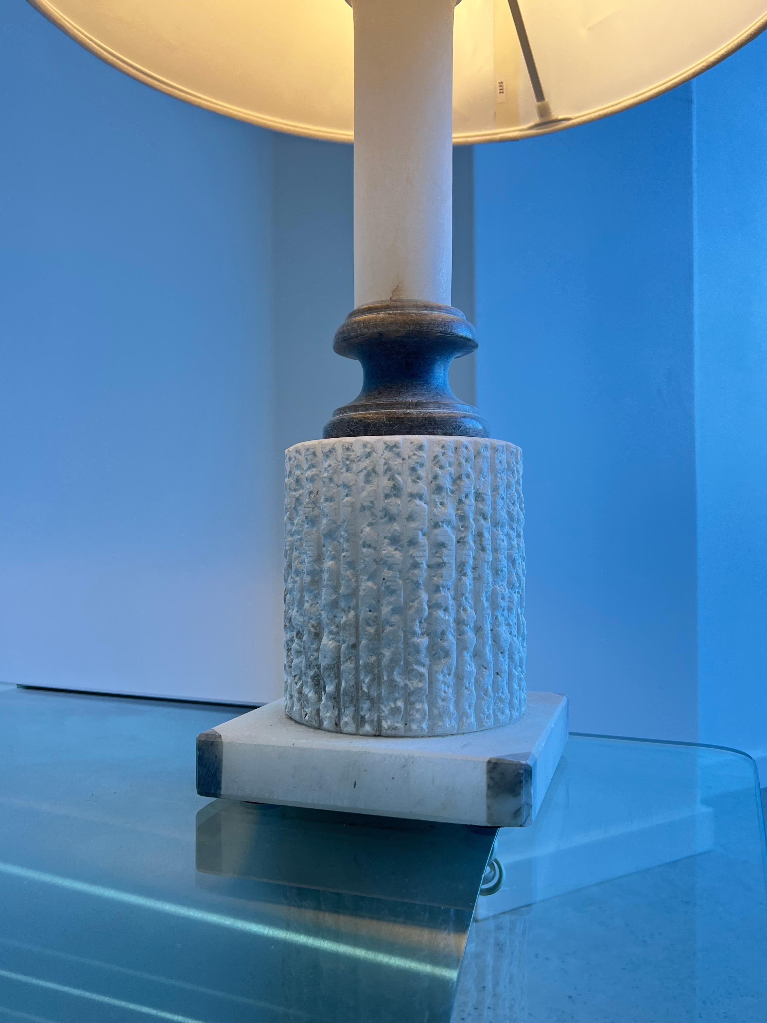 Carrara Marble Italian Marble Table Lamp For Sale