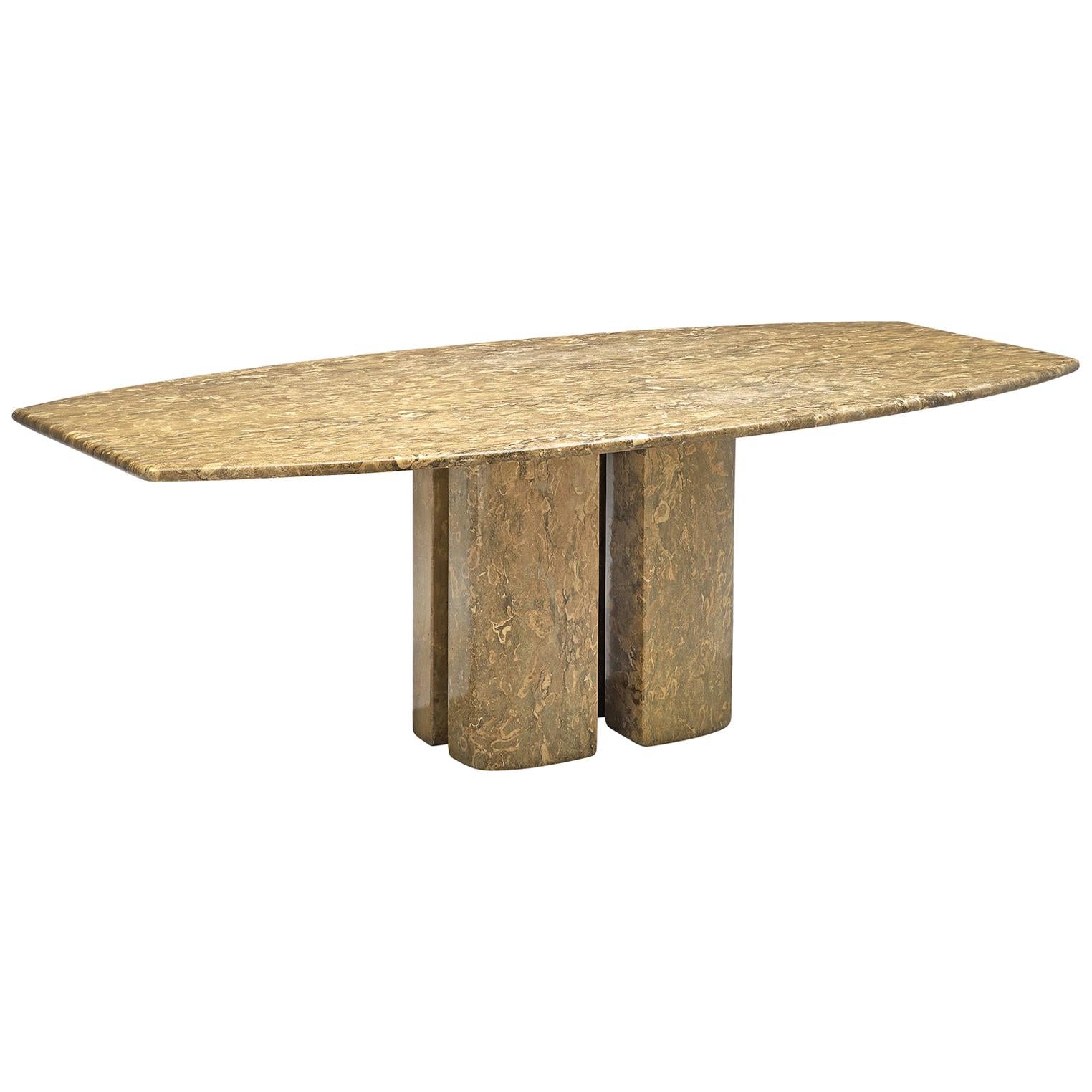 Italian Marble Table with Boat-Shaped Table Top