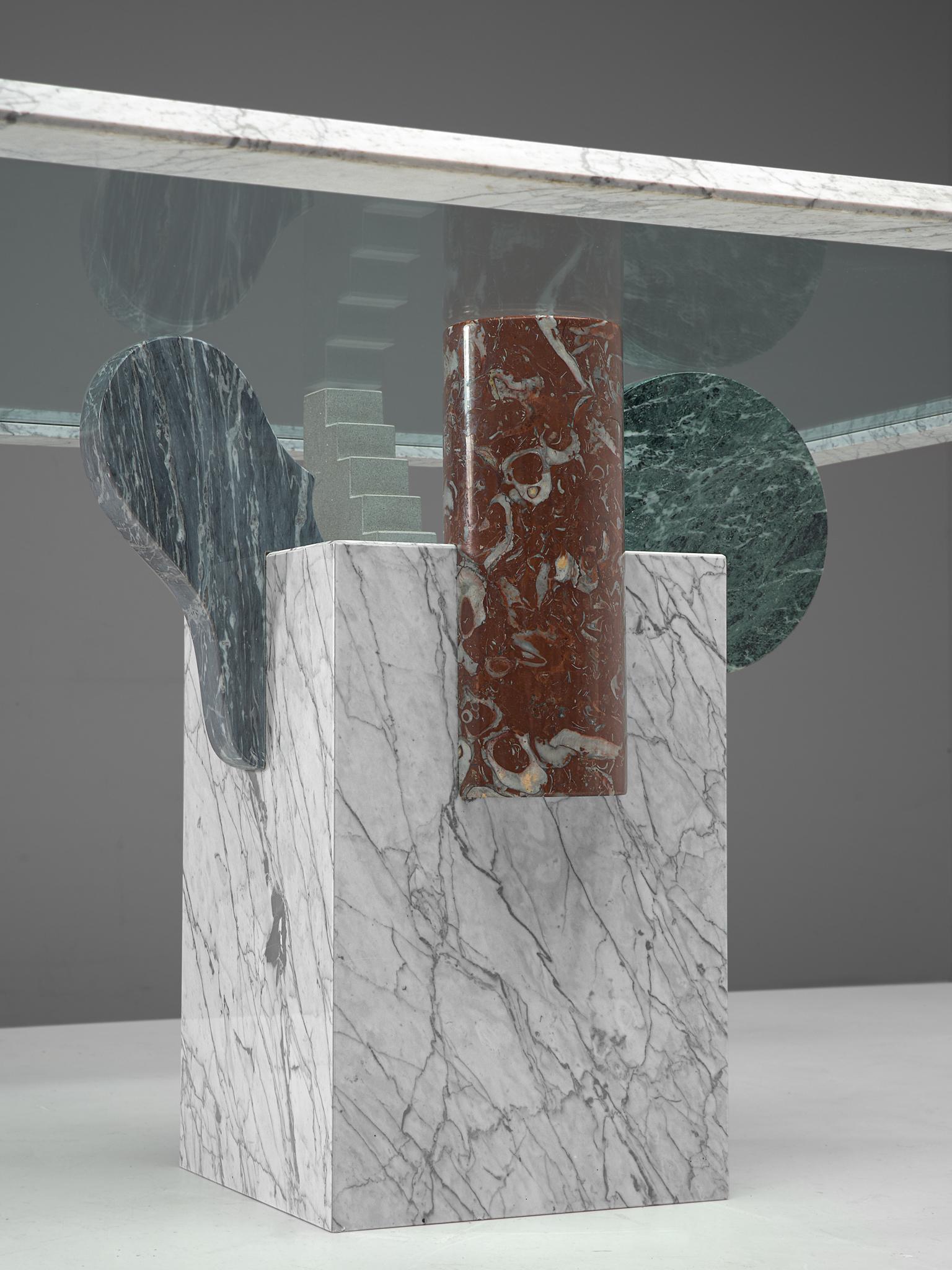 Glass Marble “Brugiana” Table by Pier Alessandro Giusti and Egidio Di Rosa  