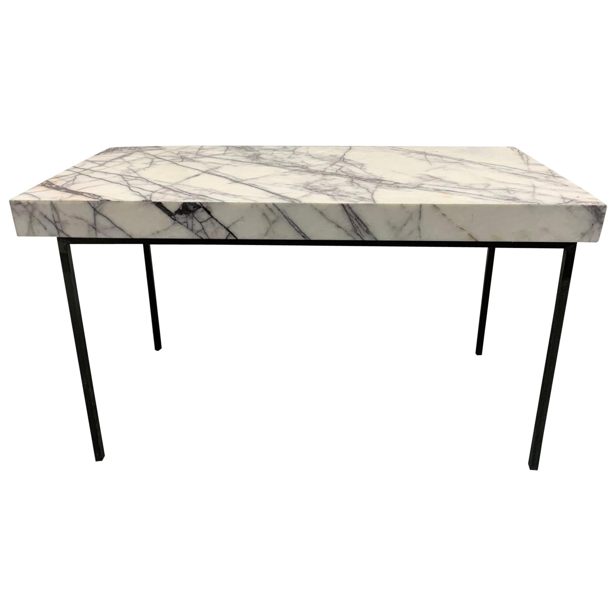 Italian Marble-Top and Iron Side Table For Sale