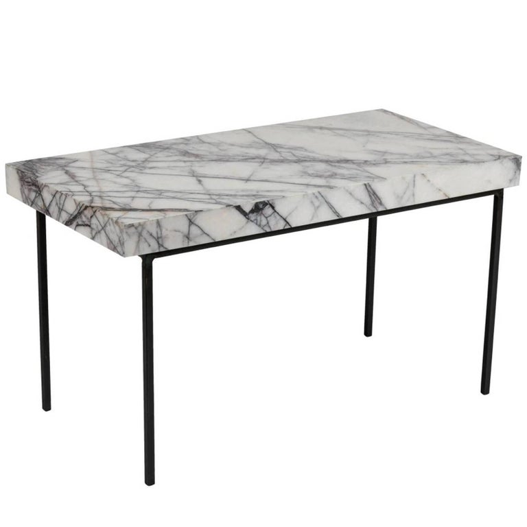Italian Marble-Top and Iron Side Table For Sale at 1stdibs