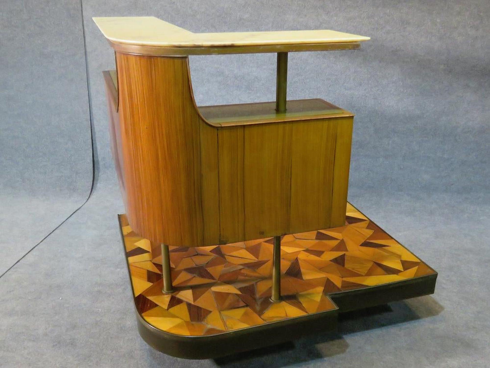 Mid-Century Modern with marble top and beautiful veneer floor.
(Please confirm item location - NY or NJ - with dealer).
  