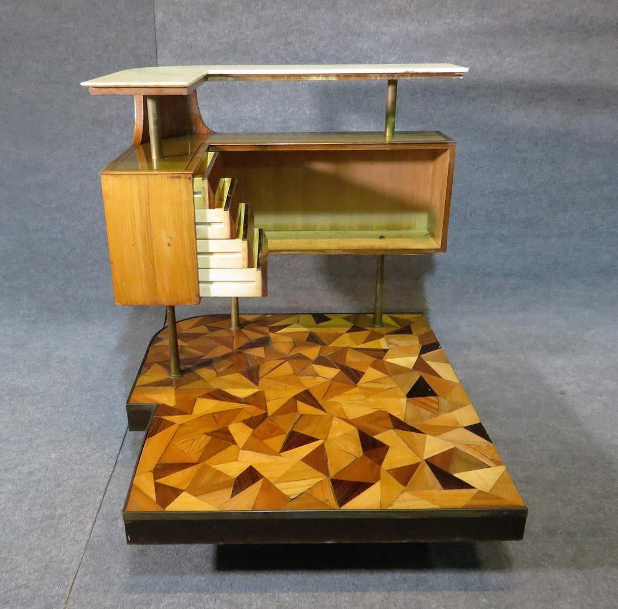Mid-Century Modern Italian Marble Top Bar