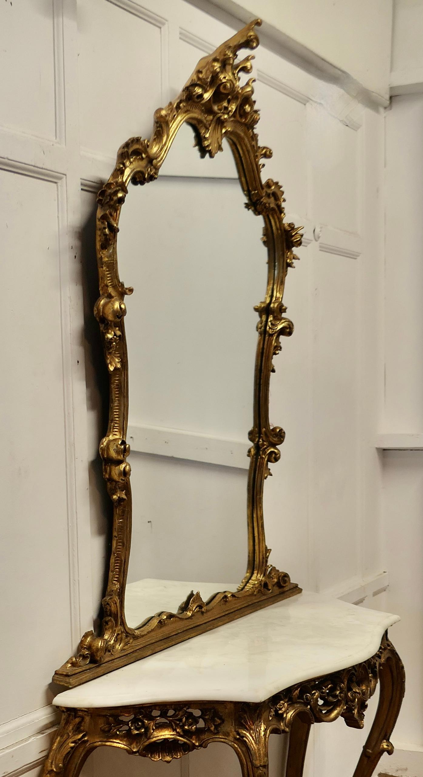 Early 20th Century Italian Marble Top Console Table and Mirror Set  A very rare set For Sale
