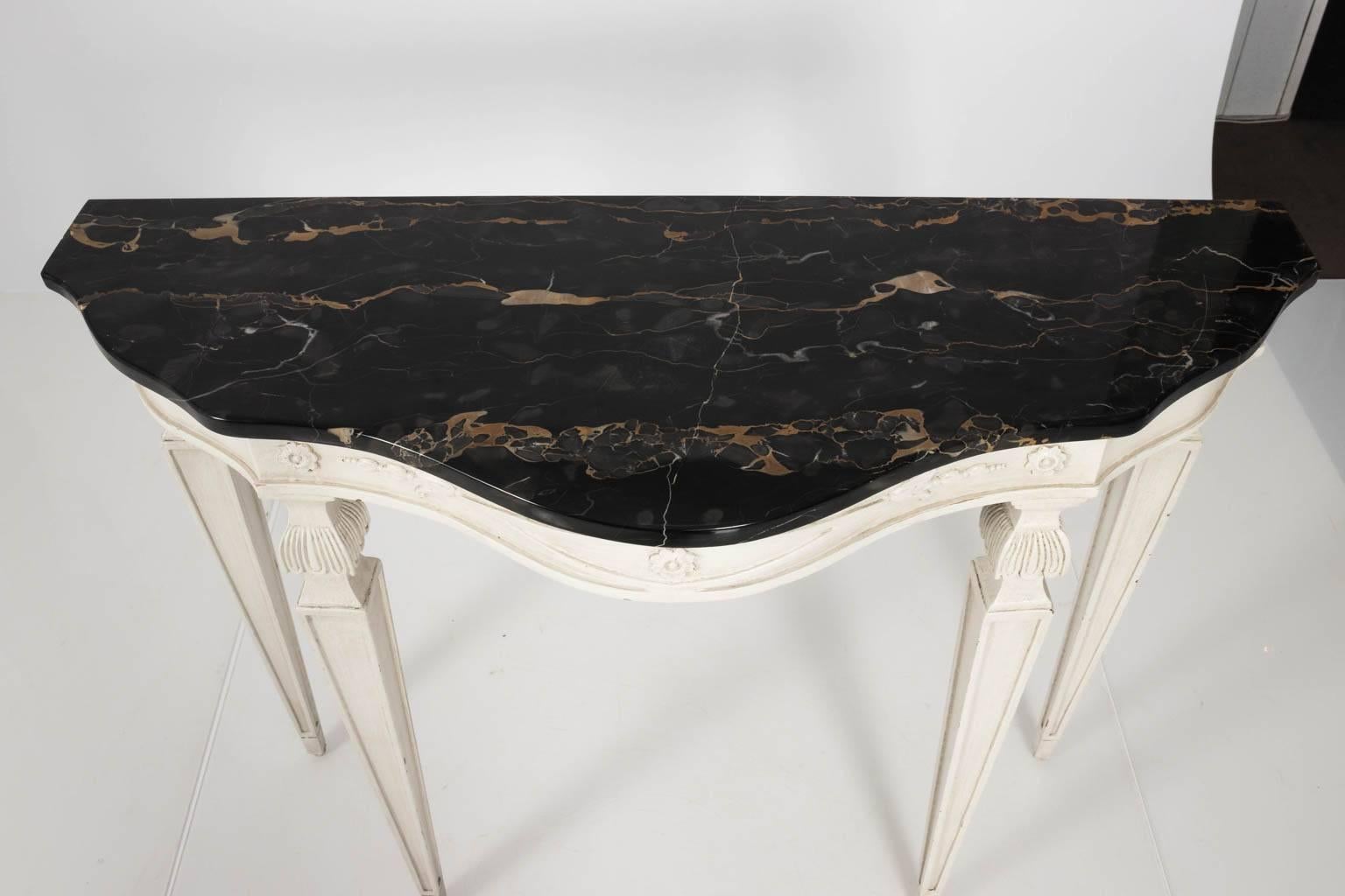 Wood Italian Marble-Top Console Table