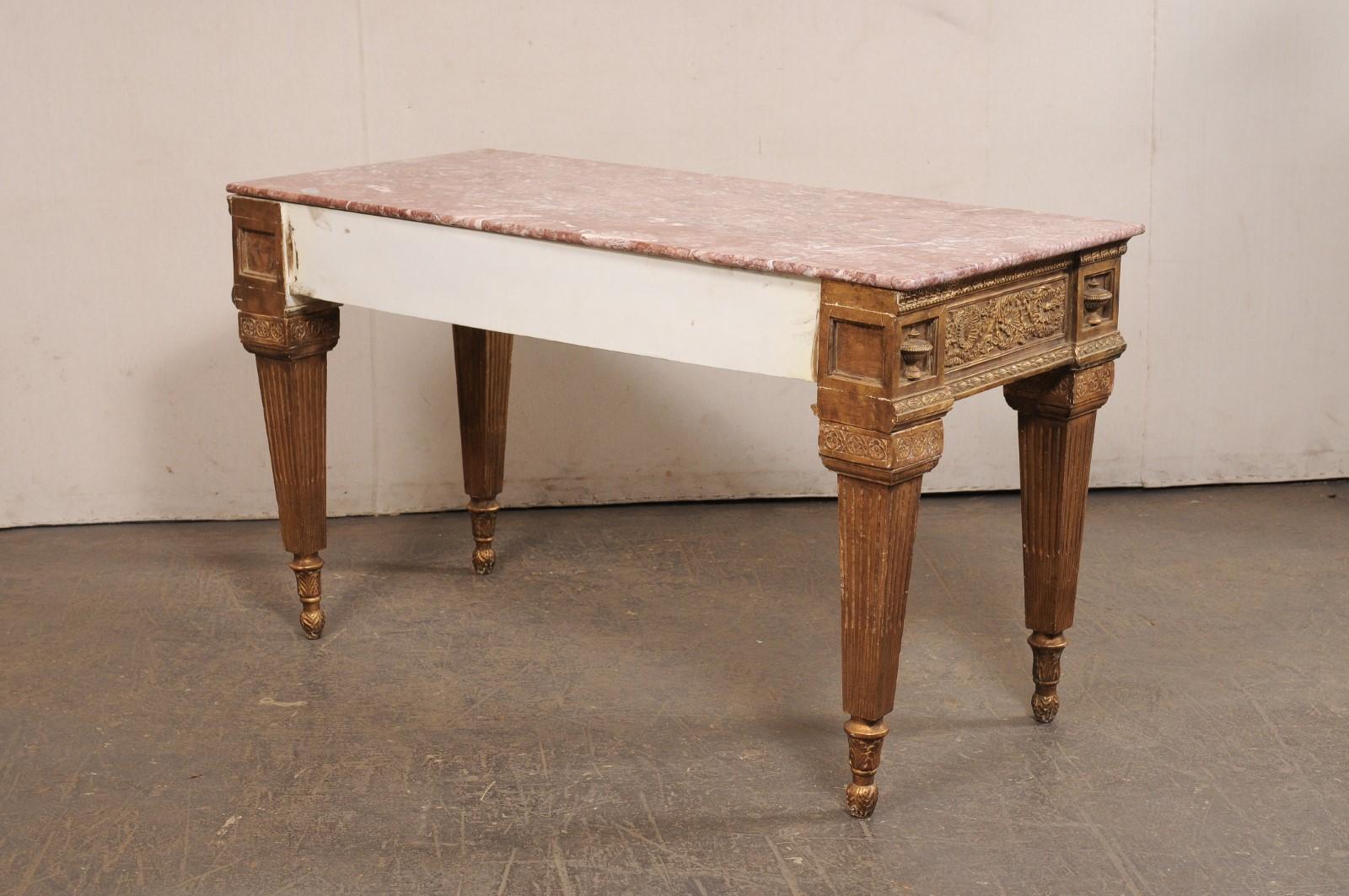 Italian Marble Top Console w/Elaborately-Carved Apron, A Nice Robust Piece! For Sale 6