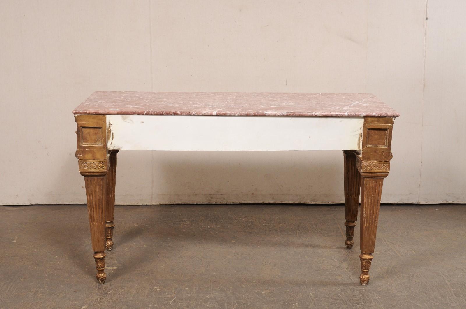 Italian Marble Top Console w/Elaborately-Carved Apron, A Nice Robust Piece! For Sale 7