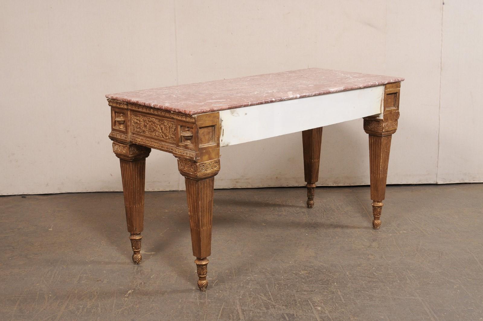 Italian Marble Top Console w/Elaborately-Carved Apron, A Nice Robust Piece! For Sale 8