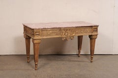 Italian Marble Top Console w/Elaborately-Carved Apron, A Nice Robust Piece!