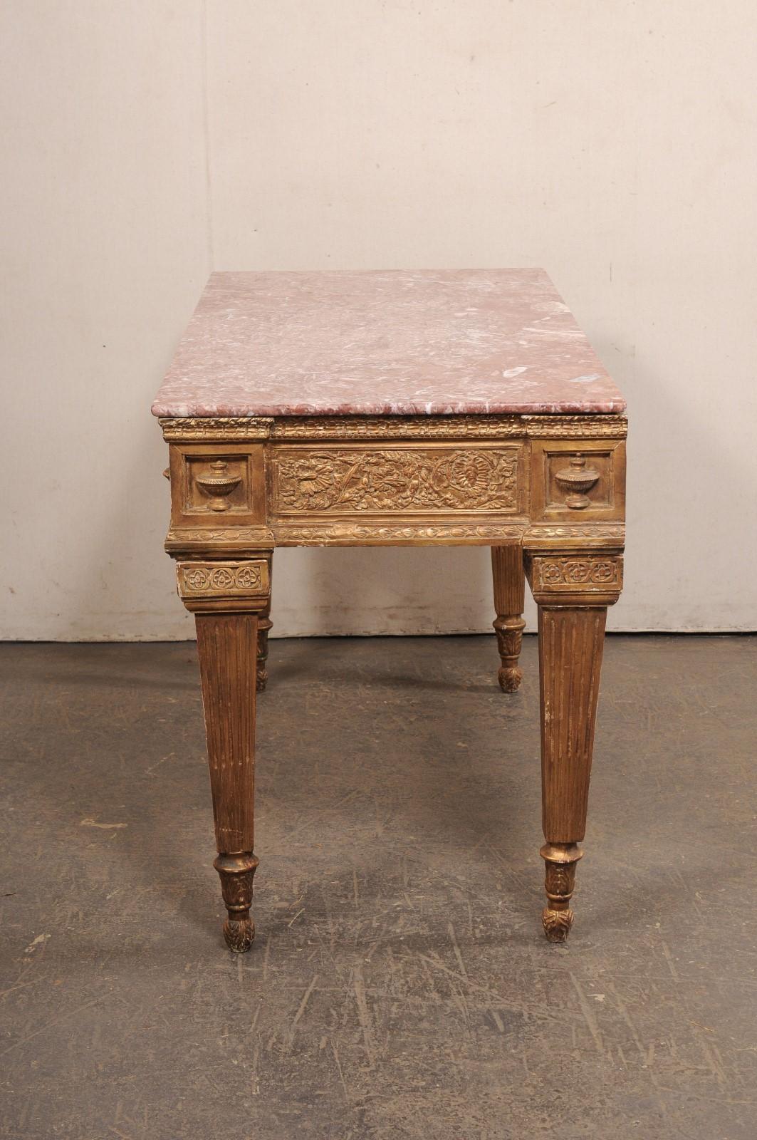 Italian Marble Top Console w/Elaborately-Carved Apron, A Nice Robust Piece! For Sale 2