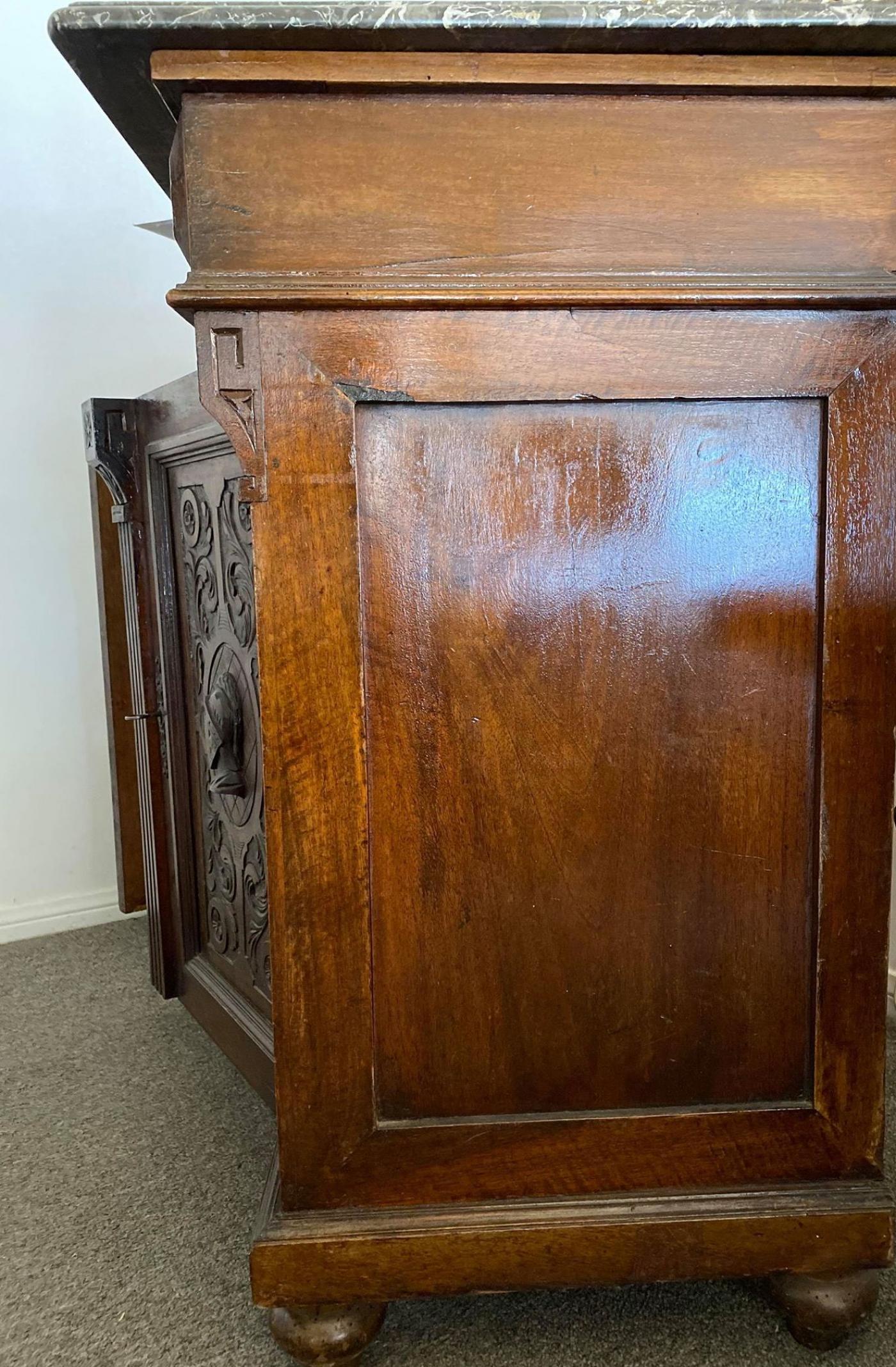 Italian Marble Top Credenza In Good Condition For Sale In Los Angeles, CA