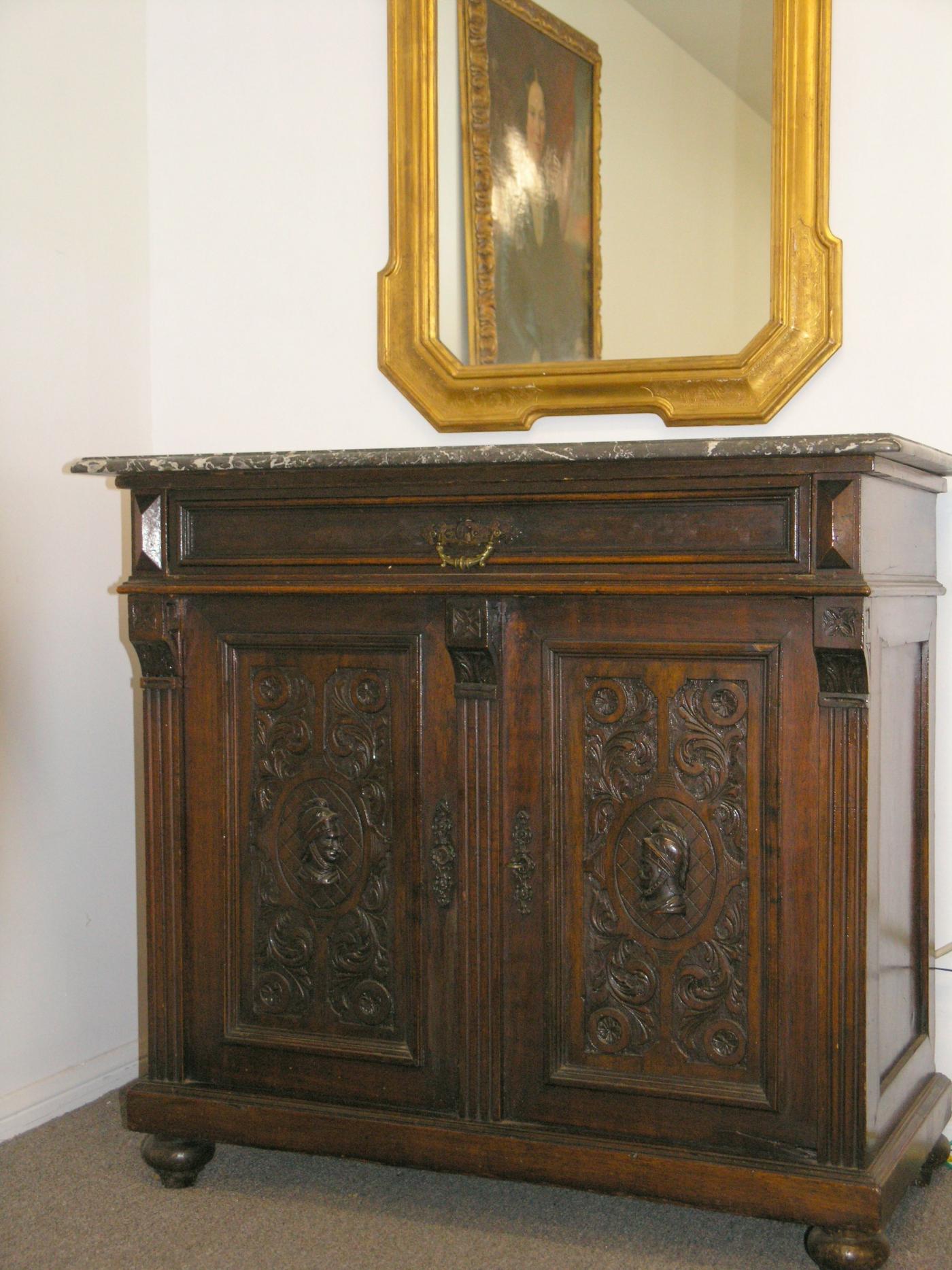 19th Century Italian Marble Top Credenza For Sale
