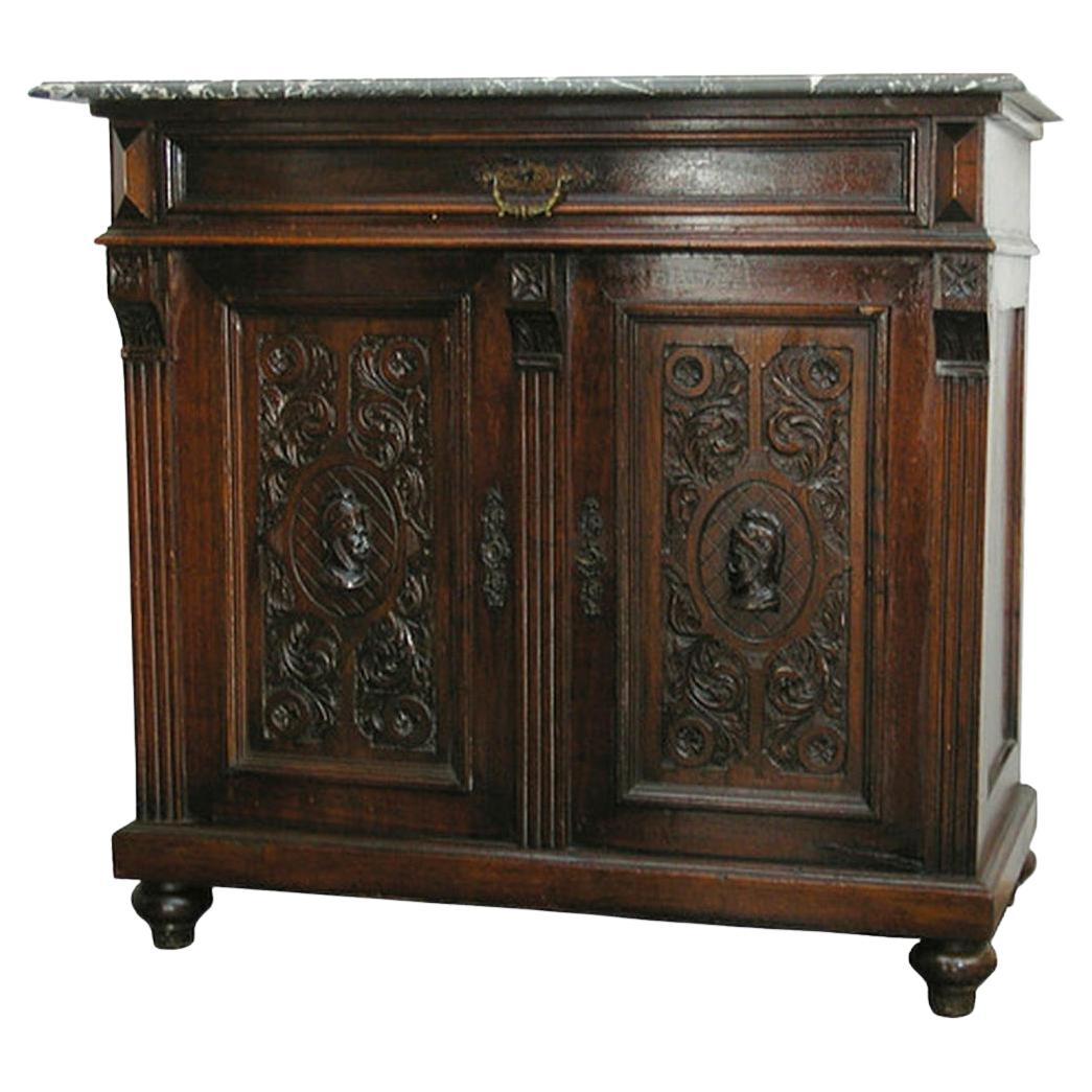Italian Marble Top Credenza For Sale