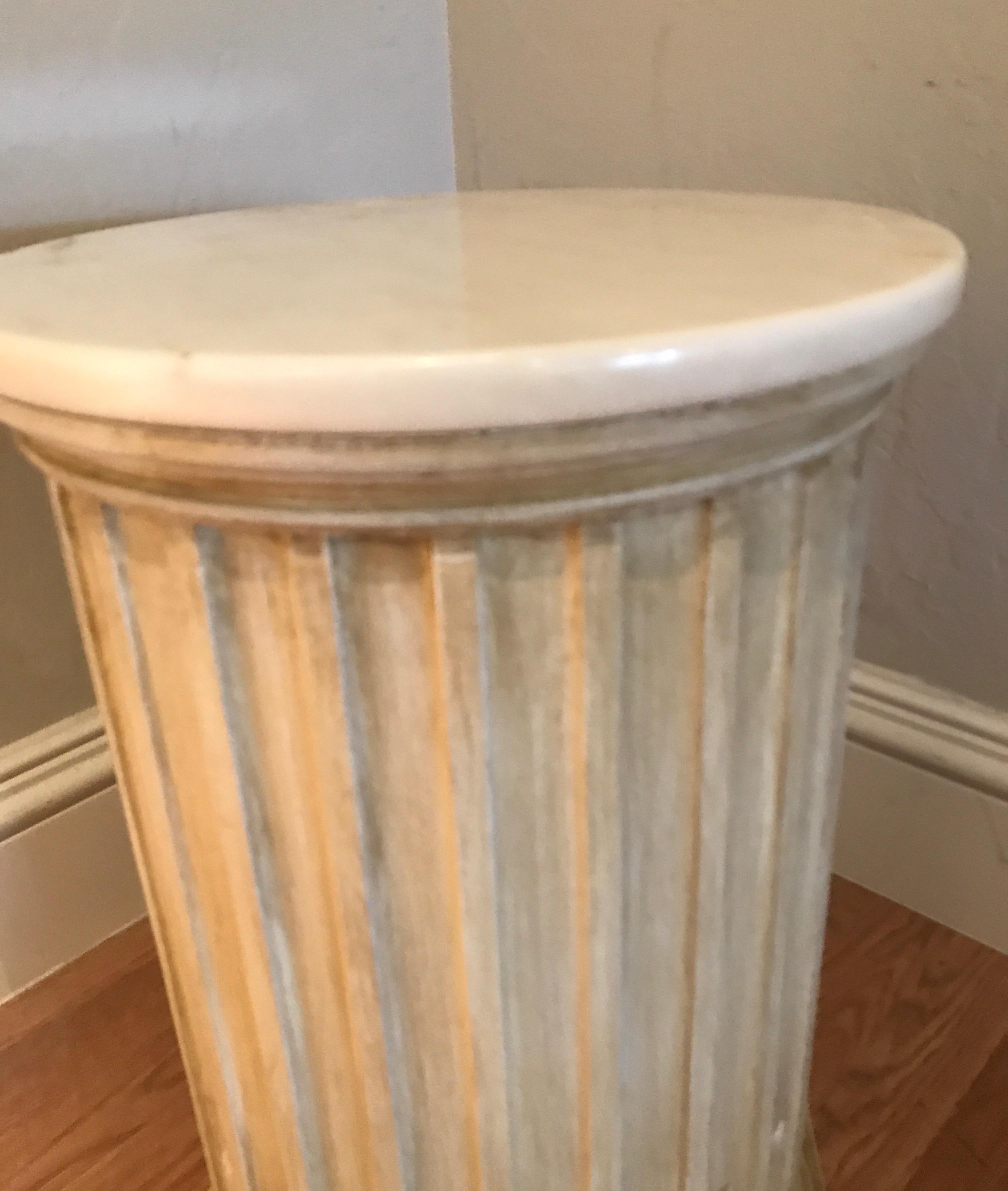 20th Century Italian Marble-Top Fluted Wood Pedestal