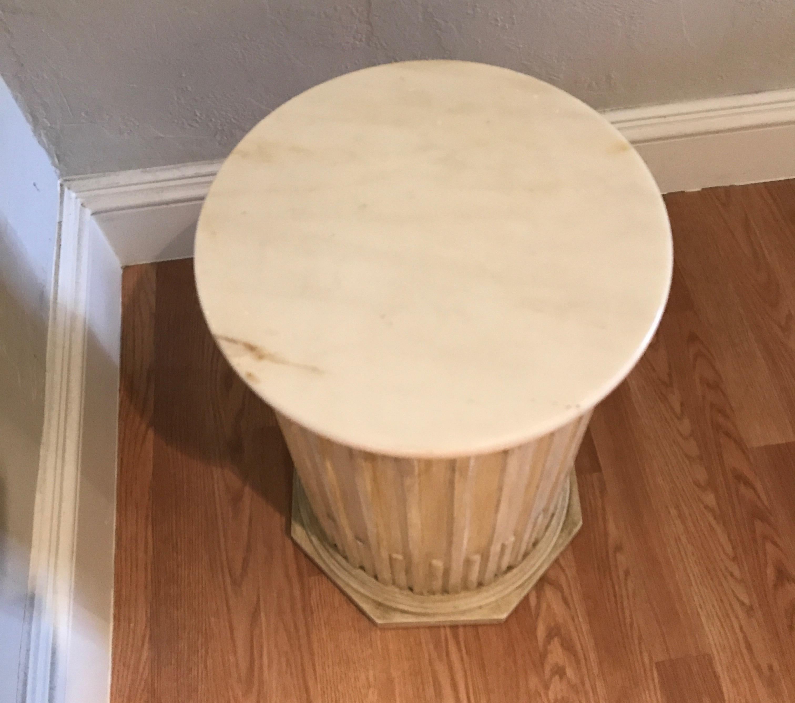 Italian Marble-Top Fluted Wood Pedestal 2