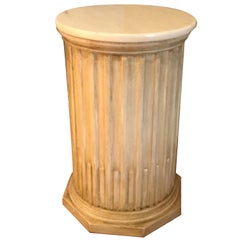 Italian Marble-Top Fluted Wood Pedestal