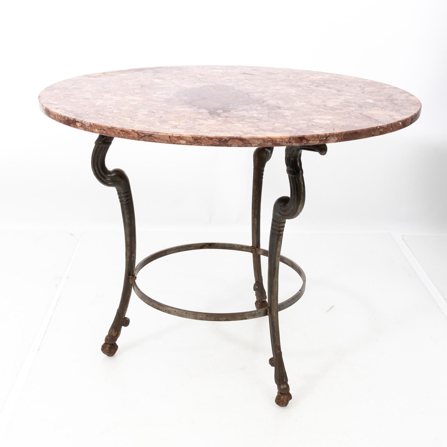 Iron Italian Marble-Top Gueridon Table For Sale