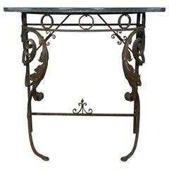 Italian Marble-Top Iron Console, circa 1940s