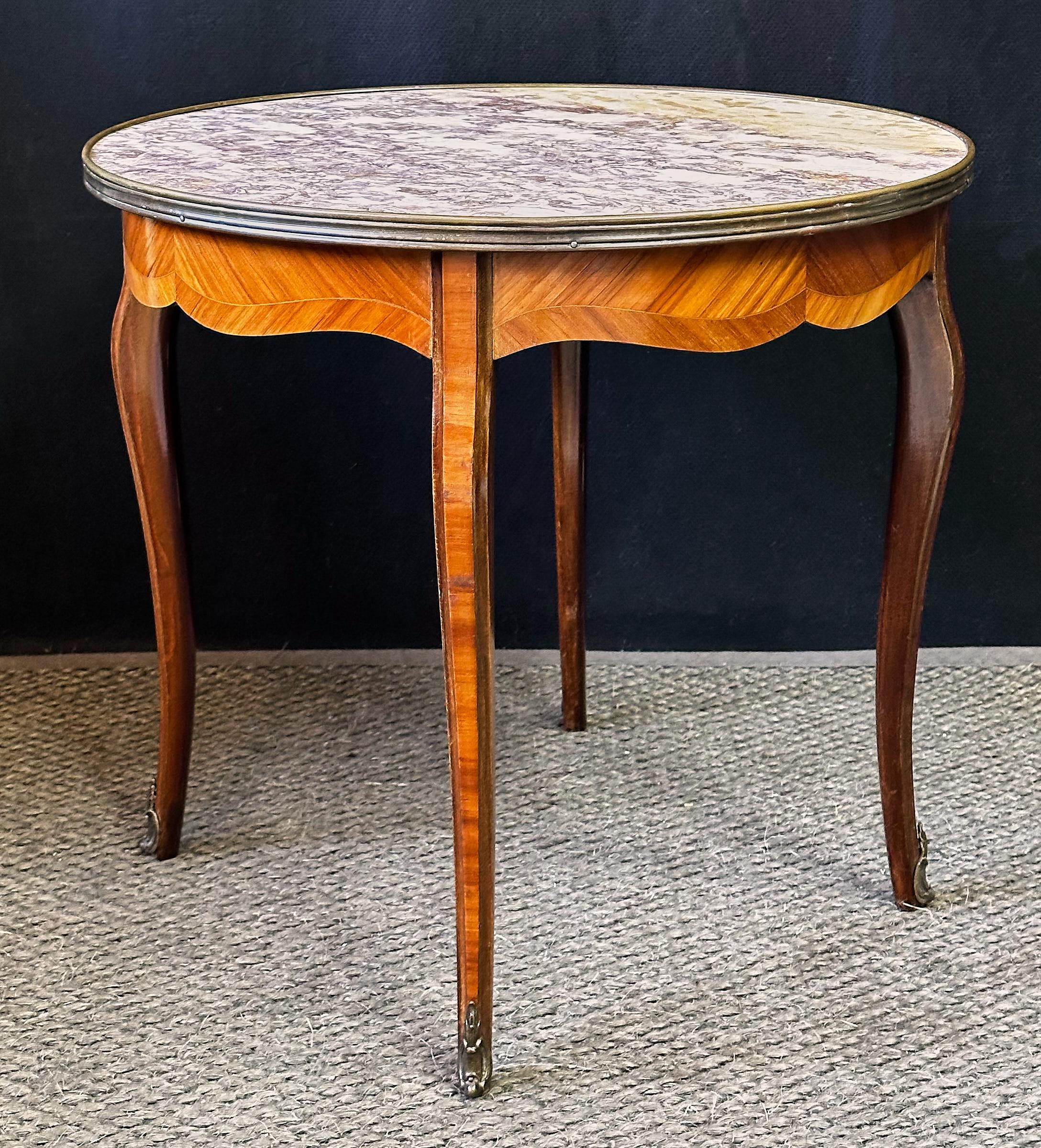 Hollywood Regency Italian Marble Top Side Table, Circa 1940s For Sale
