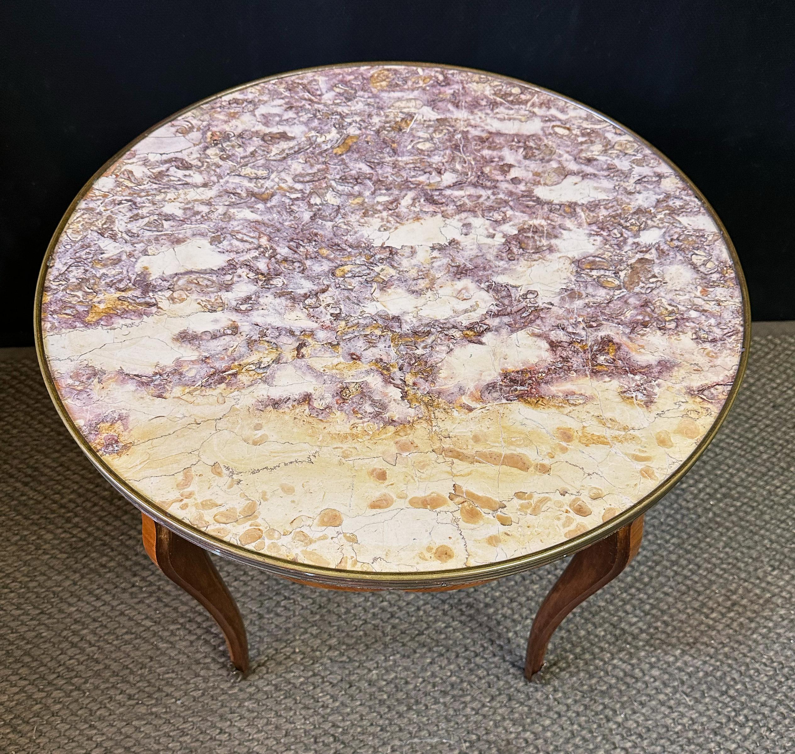 Mid-20th Century Italian Marble Top Side Table, Circa 1940s For Sale