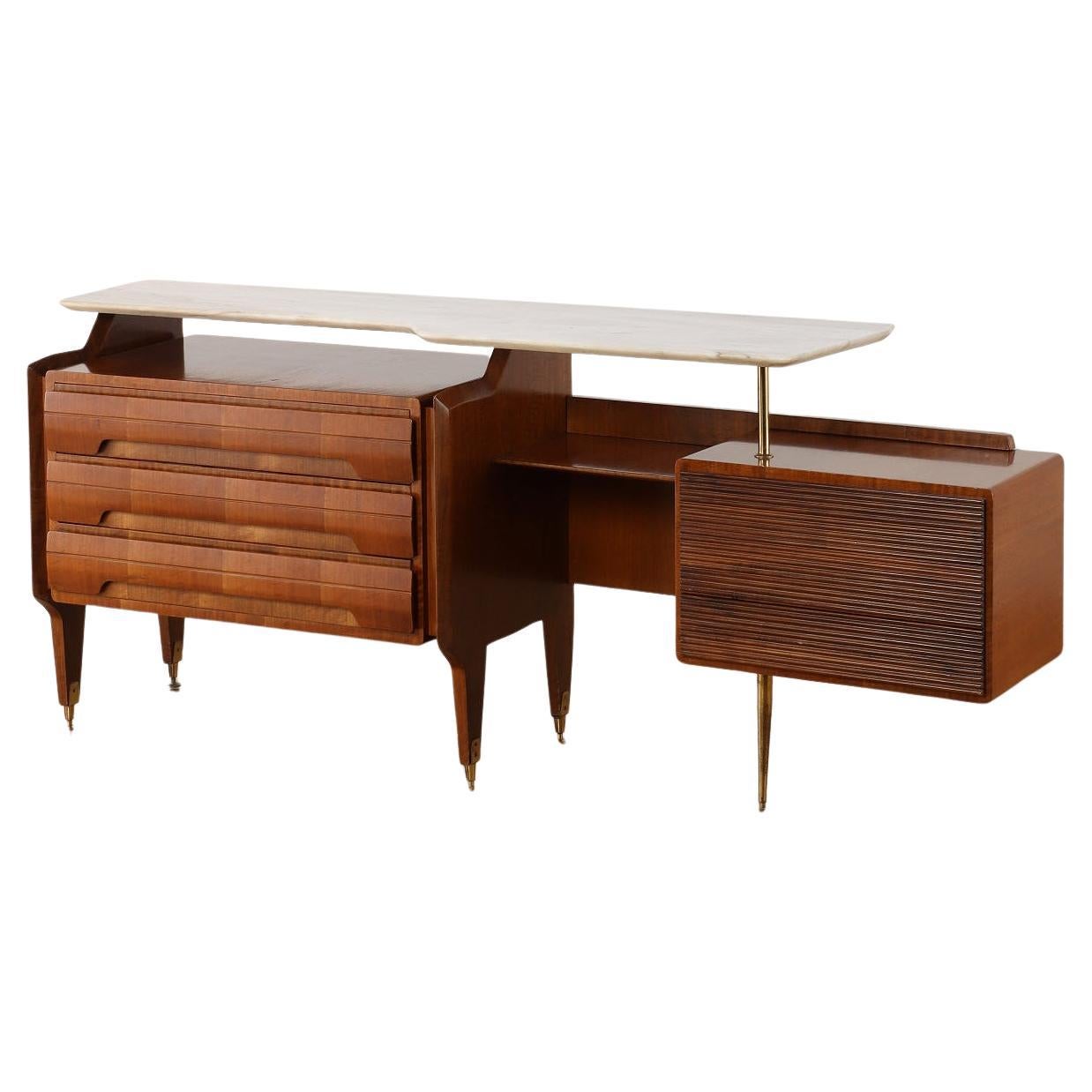 Credenza italiana con piano in marmo degli anni '50