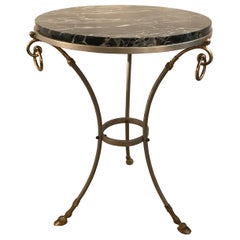 Italian Marble Top Steel and Brass Gueridon by Maison Jansen