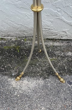 Italian Marble Top Steel & Brass Pedestal with Hoof Feet