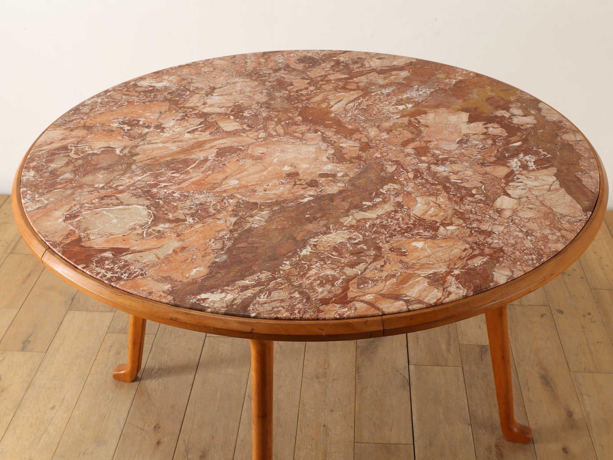 Mid-Century Modern Italian Marble Top Table 1950's For Sale