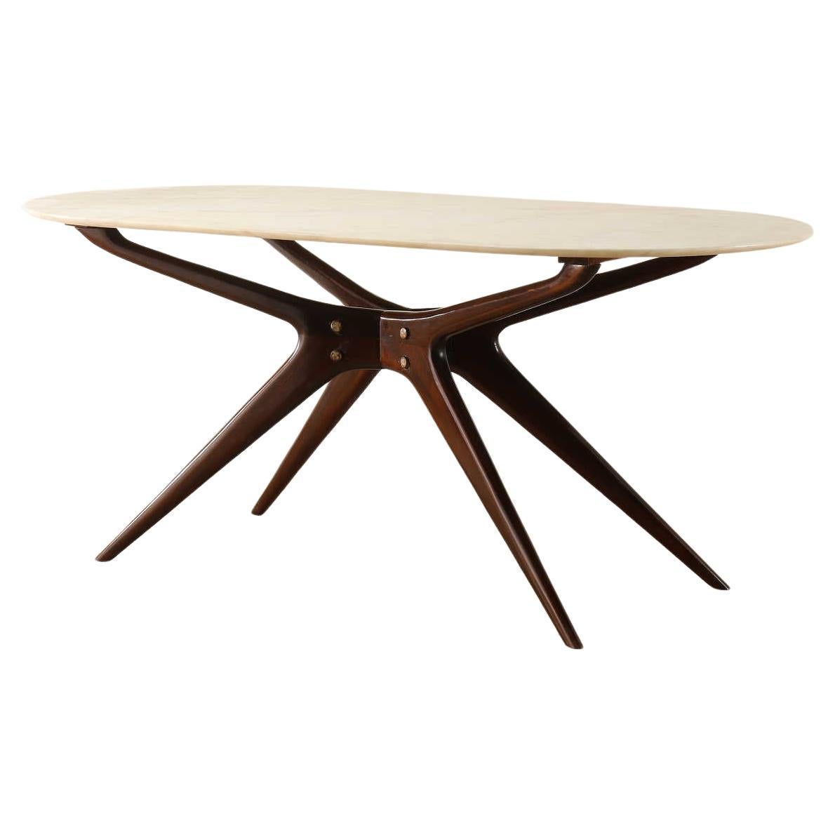Table italienne à plateau de marbre 1960