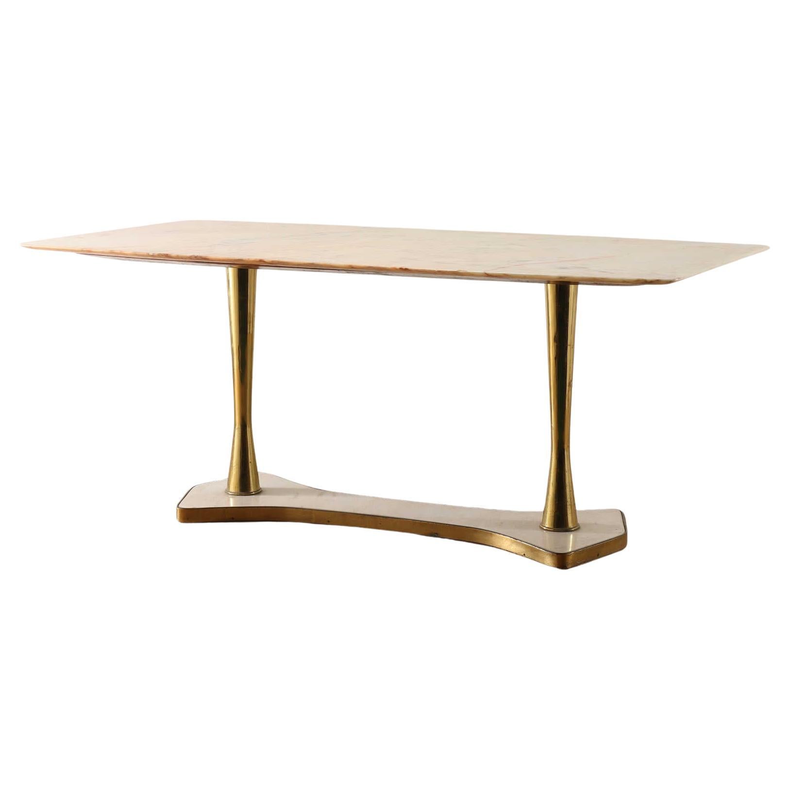 Table italienne à plateau de marbre pour Dassi, années 1950