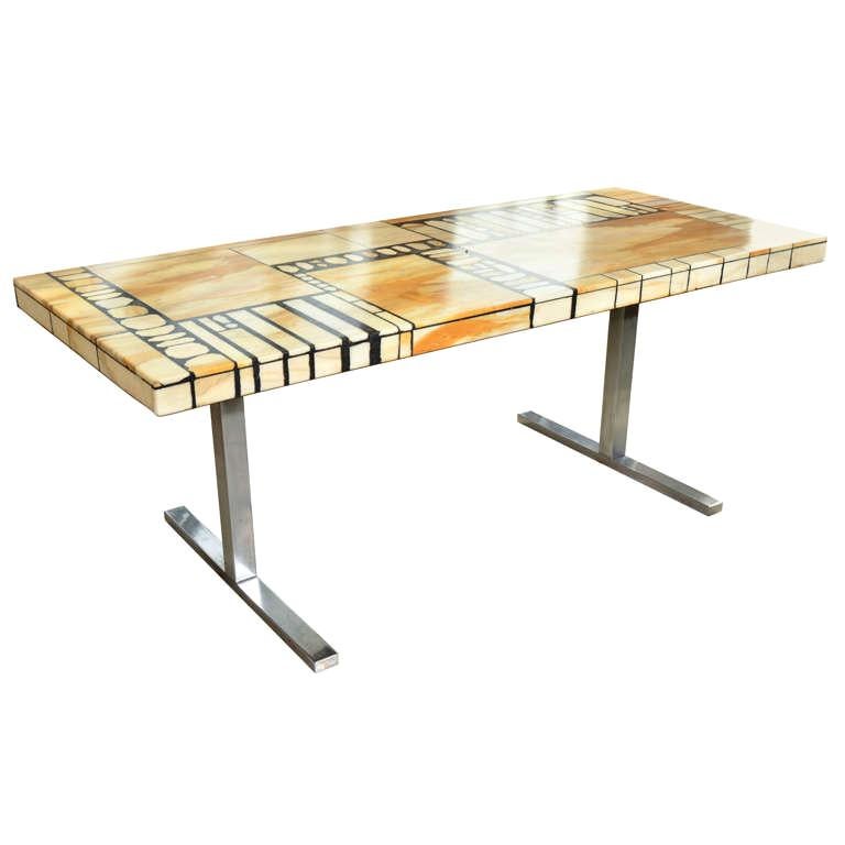 Italian Marble and Scagliola Coffee Table