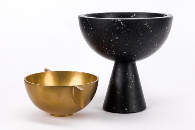 Neo Vessel Nero Kinitra by Apparatus

Made of Italian marble with a brass inset bowl, this vessel distills the visual language of ceremonial objects to its simplest forms. The collection explores function while capturing a sense of primitive
