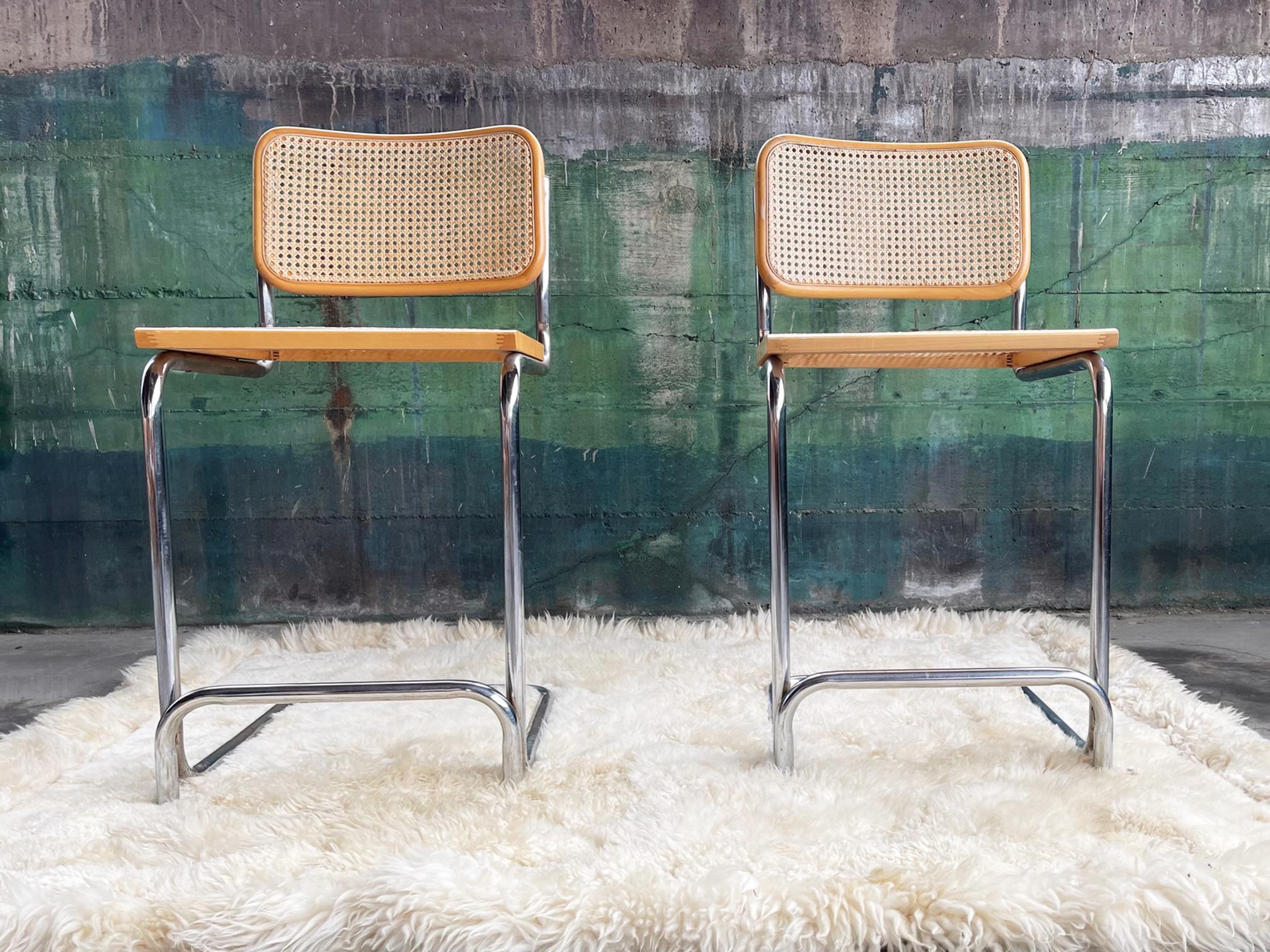 Italian Marcel Breuer Cesca Bar Stools  - PAIR For Sale 1