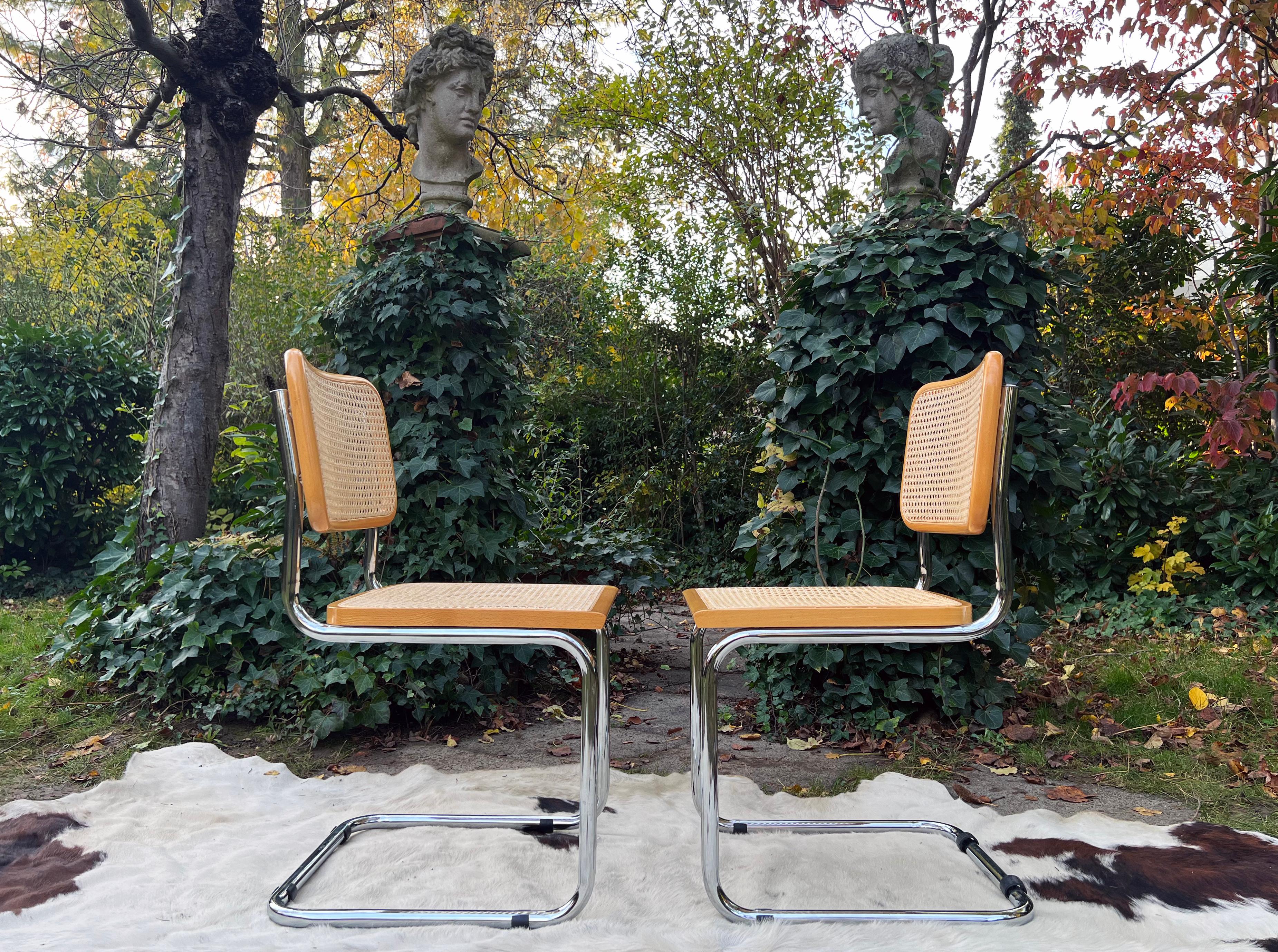 Woven Italian Marcel Breuer Cesca Chairs, Set of 6