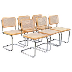 Italian Marcel Breuer Cesca Chairs, Set of 6